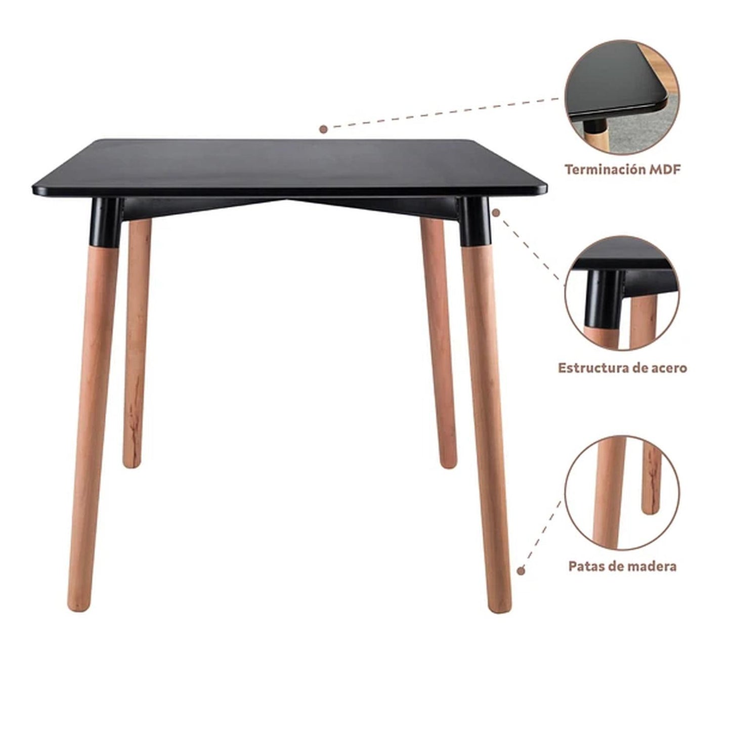 Mesa de Comedor Cuadrada Negra