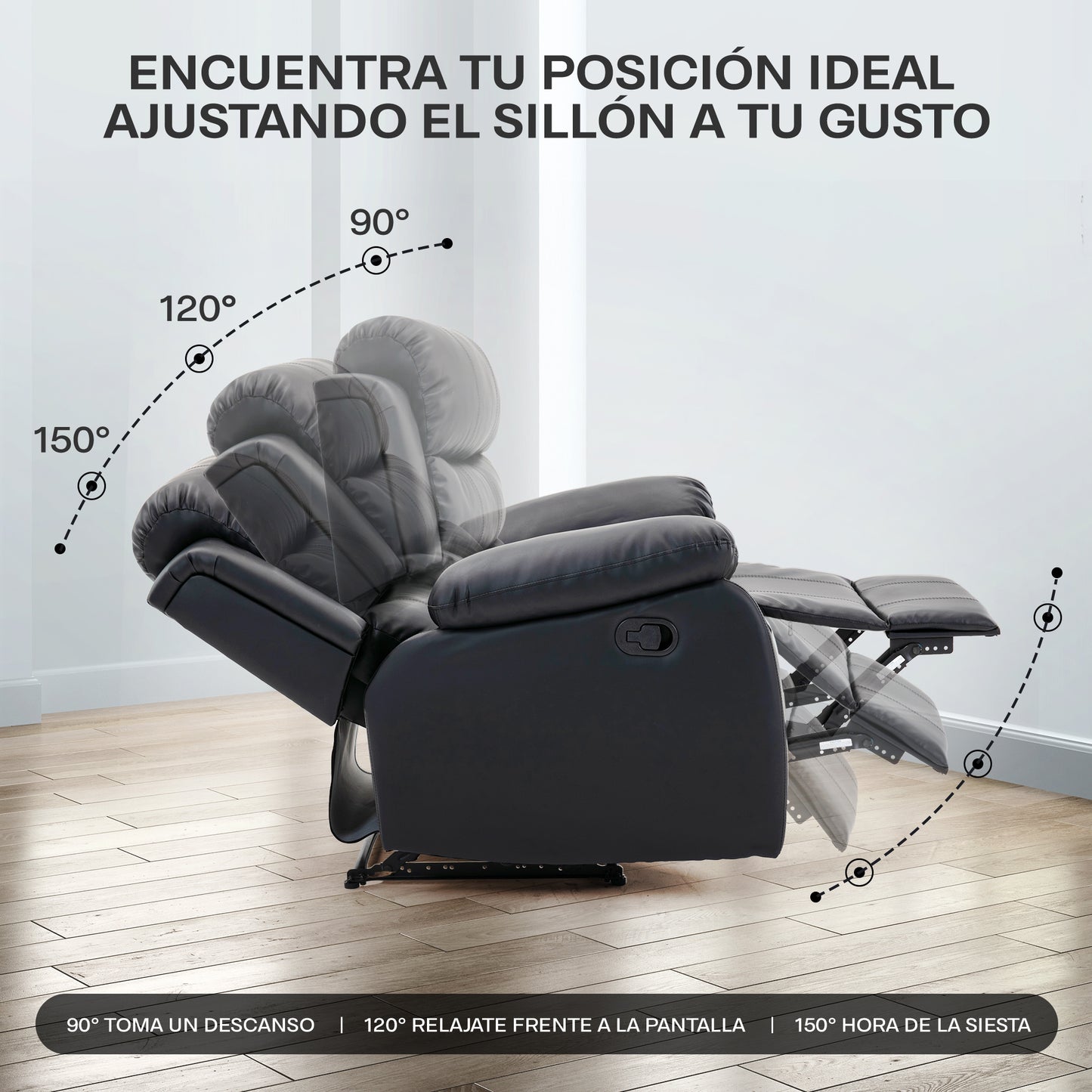 Sillon Reposet Reclinable Individual Tapizado en Simil Cuero