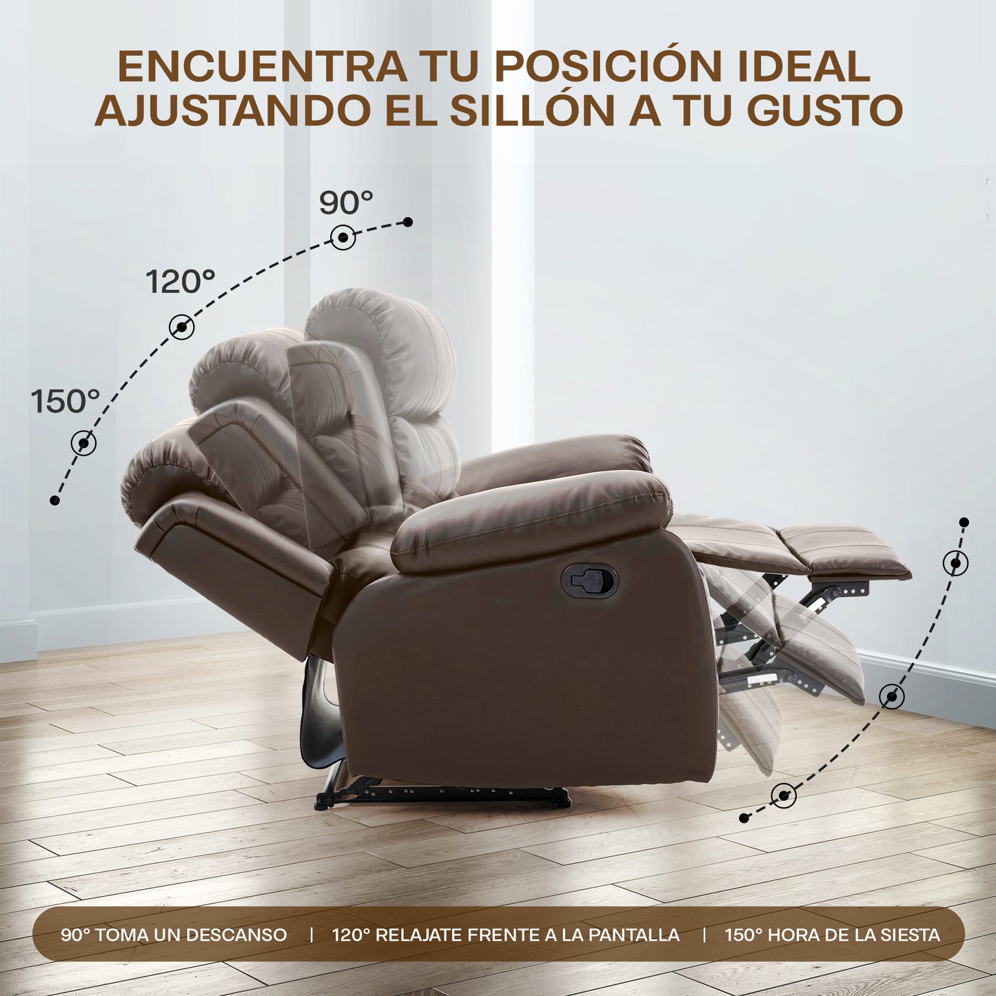 Sillon Reposet Reclinable Individual Tapizado en Simil Cuero