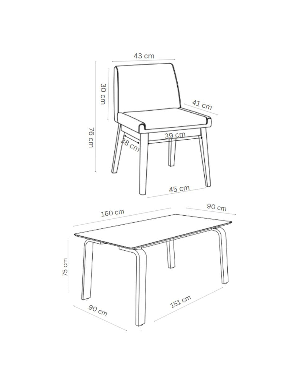 Juego de Comedor Amalfi de Madera con 6 Sillas Tapizadas