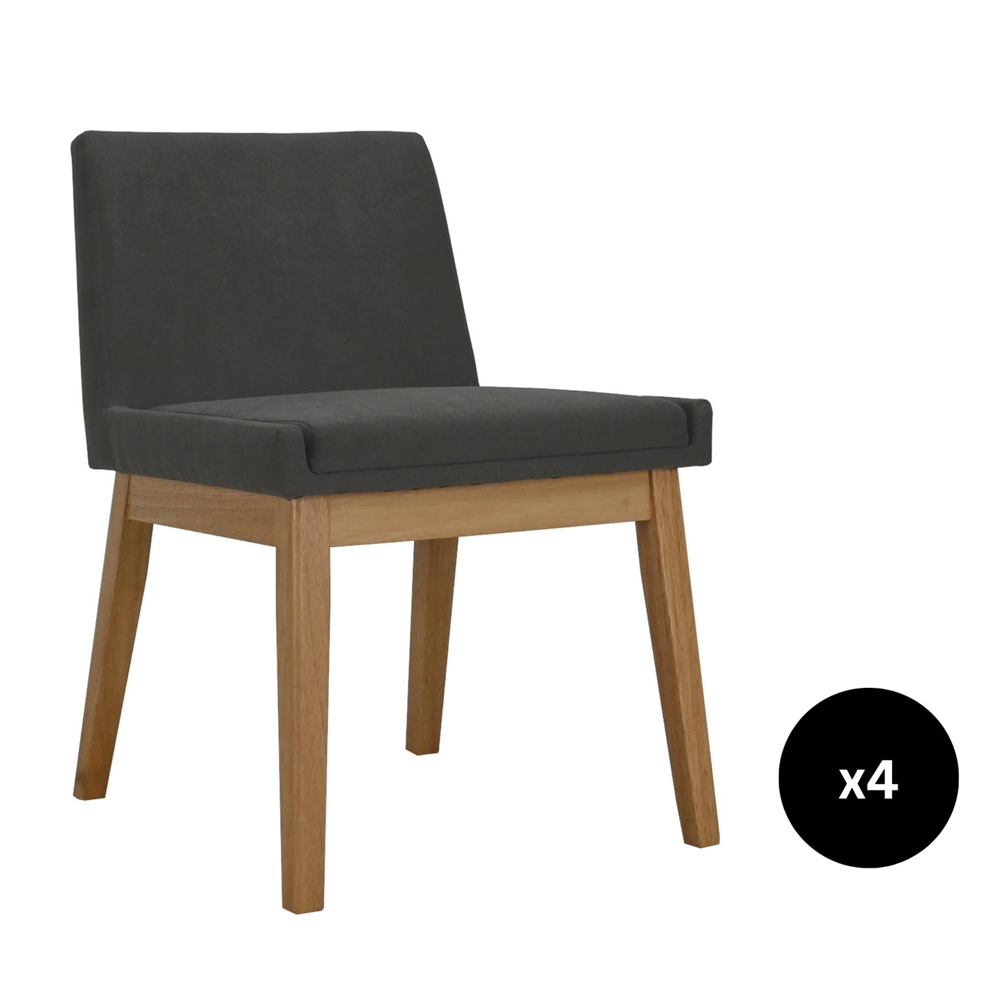 Set de 4 Sillas de Comedor Adel de Madera con Tapizado Gris