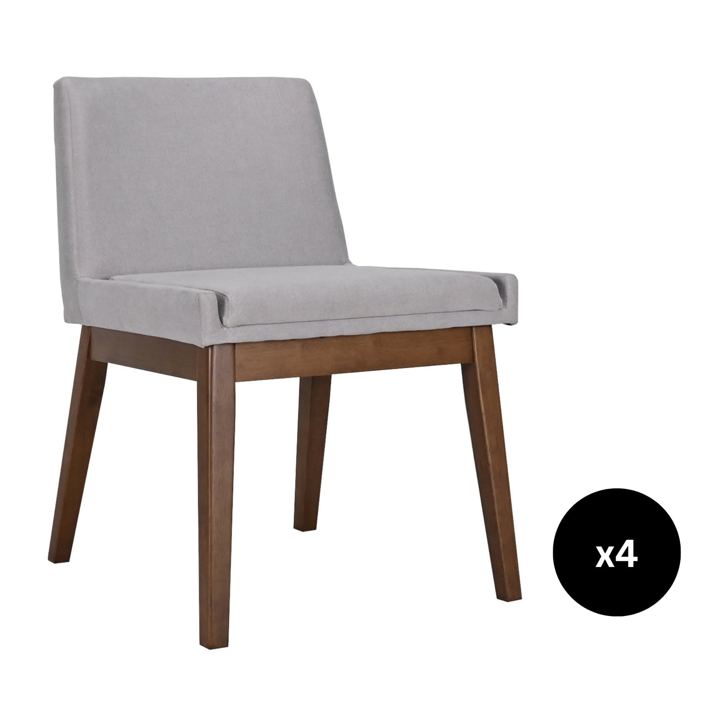 Set de 4 Sillas de Comedor Adel de Madera con Tapizado Gris