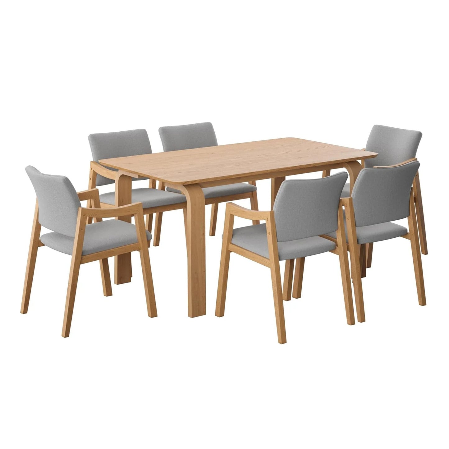 Juego de Comedor Bahia de Madera con 6 Sillas Tapizadas