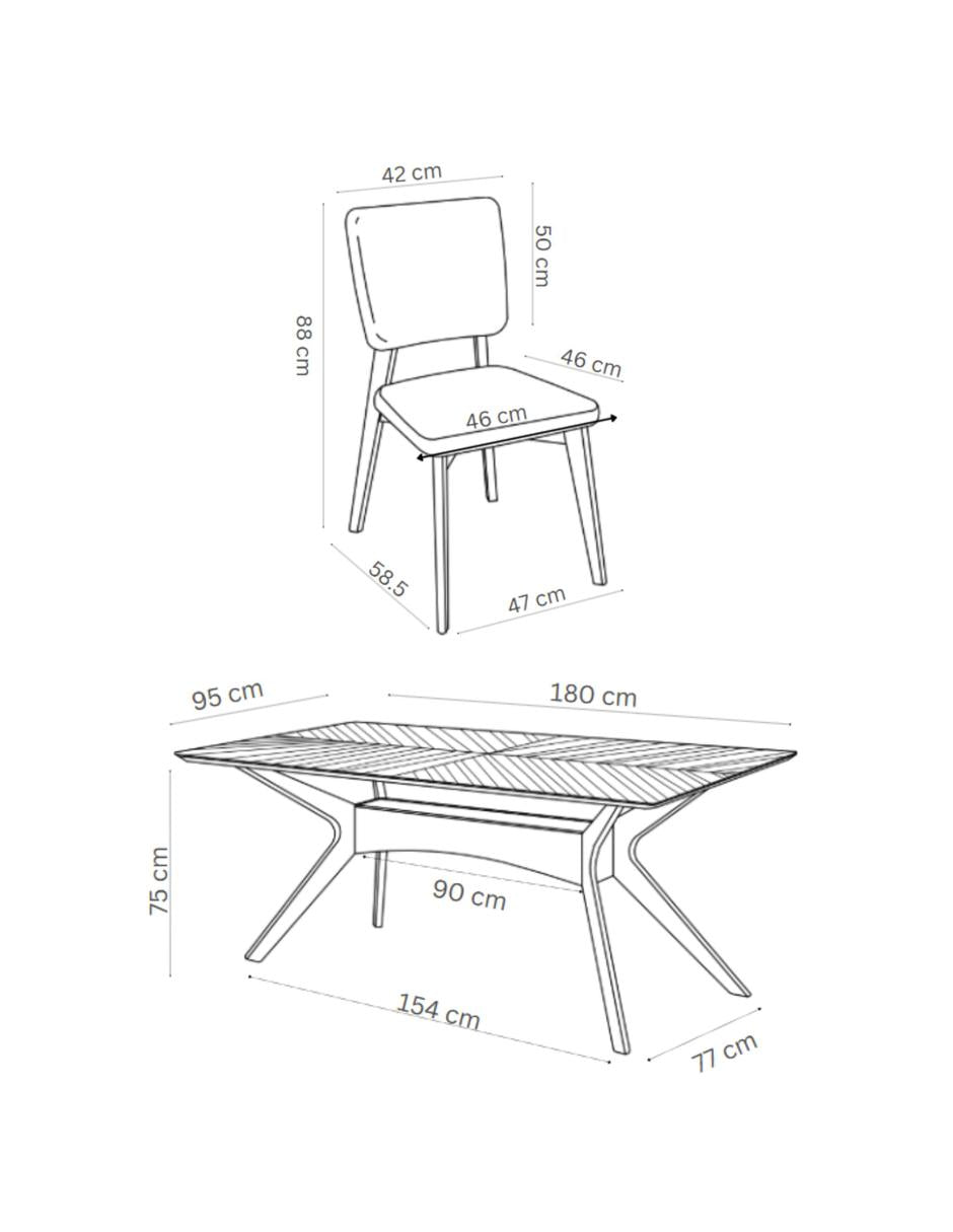 Juego de Comedor Aspen de Madera con 6 Sillas Tapizadas