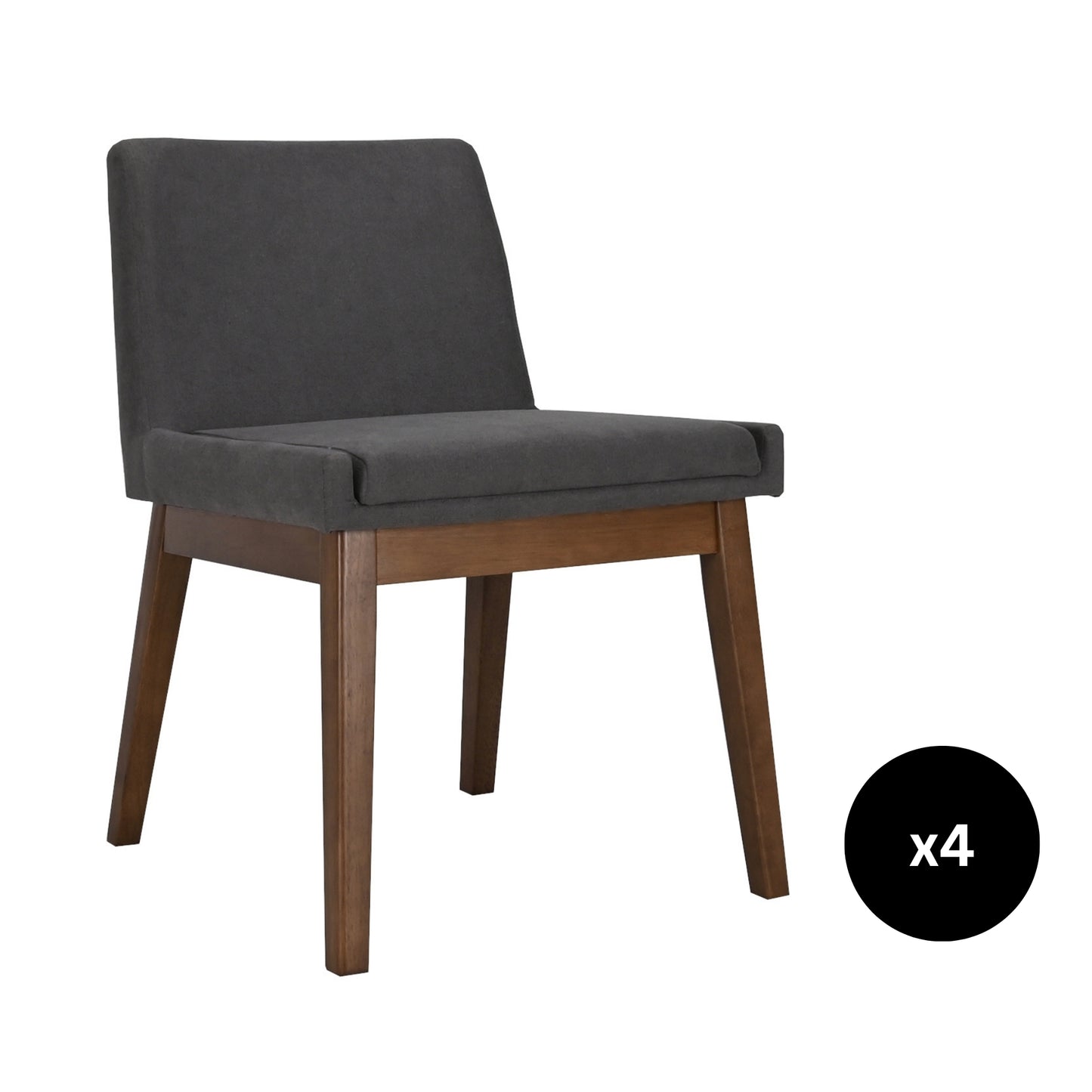 Set de 4 Sillas de Comedor Adel de Madera con Tapizado Gris