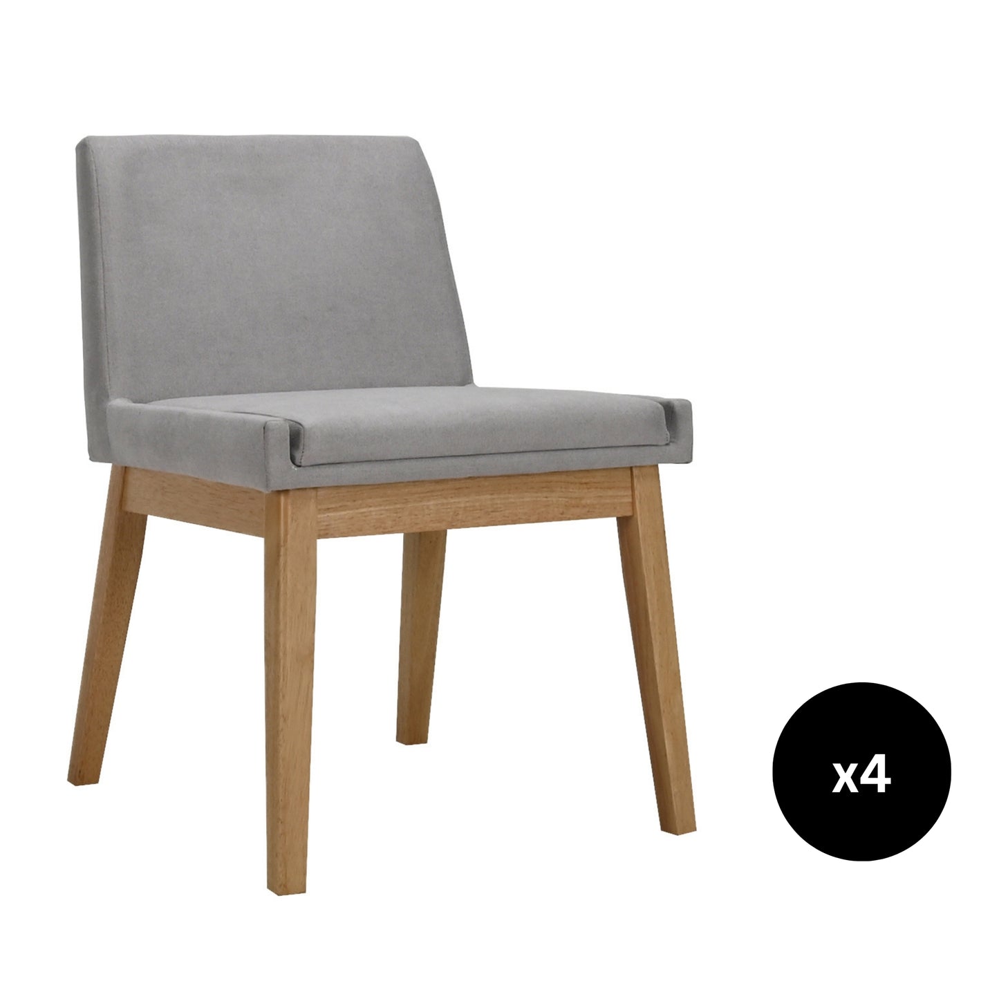 Set de 4 Sillas de Comedor Adel de Madera con Tapizado Gris