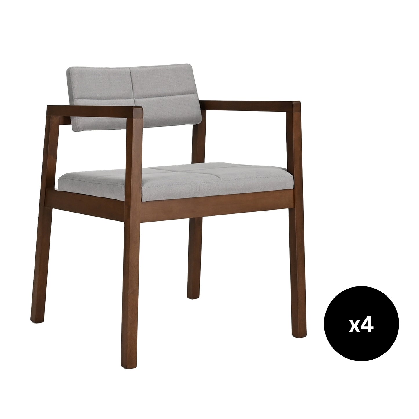 Set de 4 Sillas de Comedor Gin de Madera con Tapizado Gris