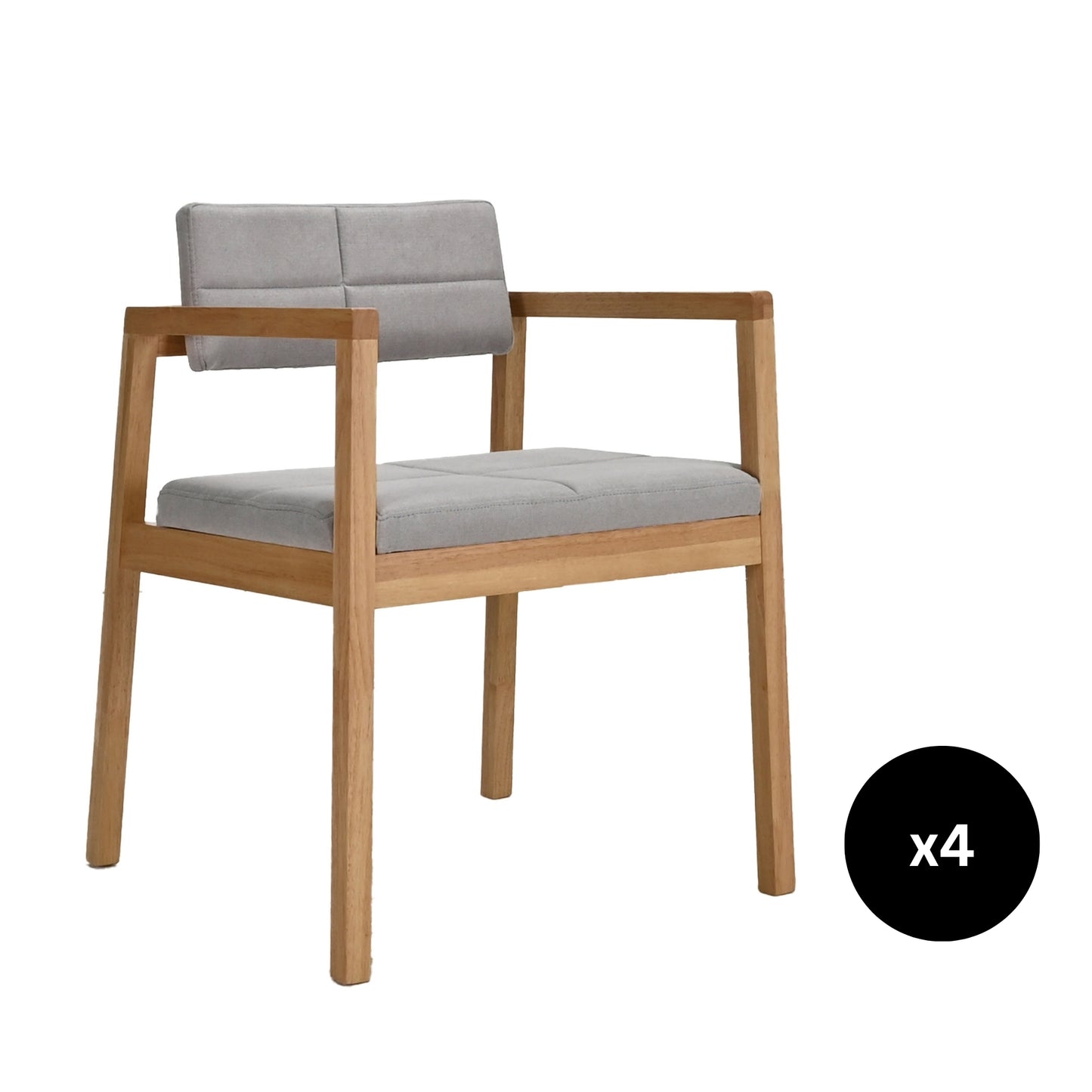 Set de 4 Sillas de Comedor Gin de Madera con Tapizado Gris