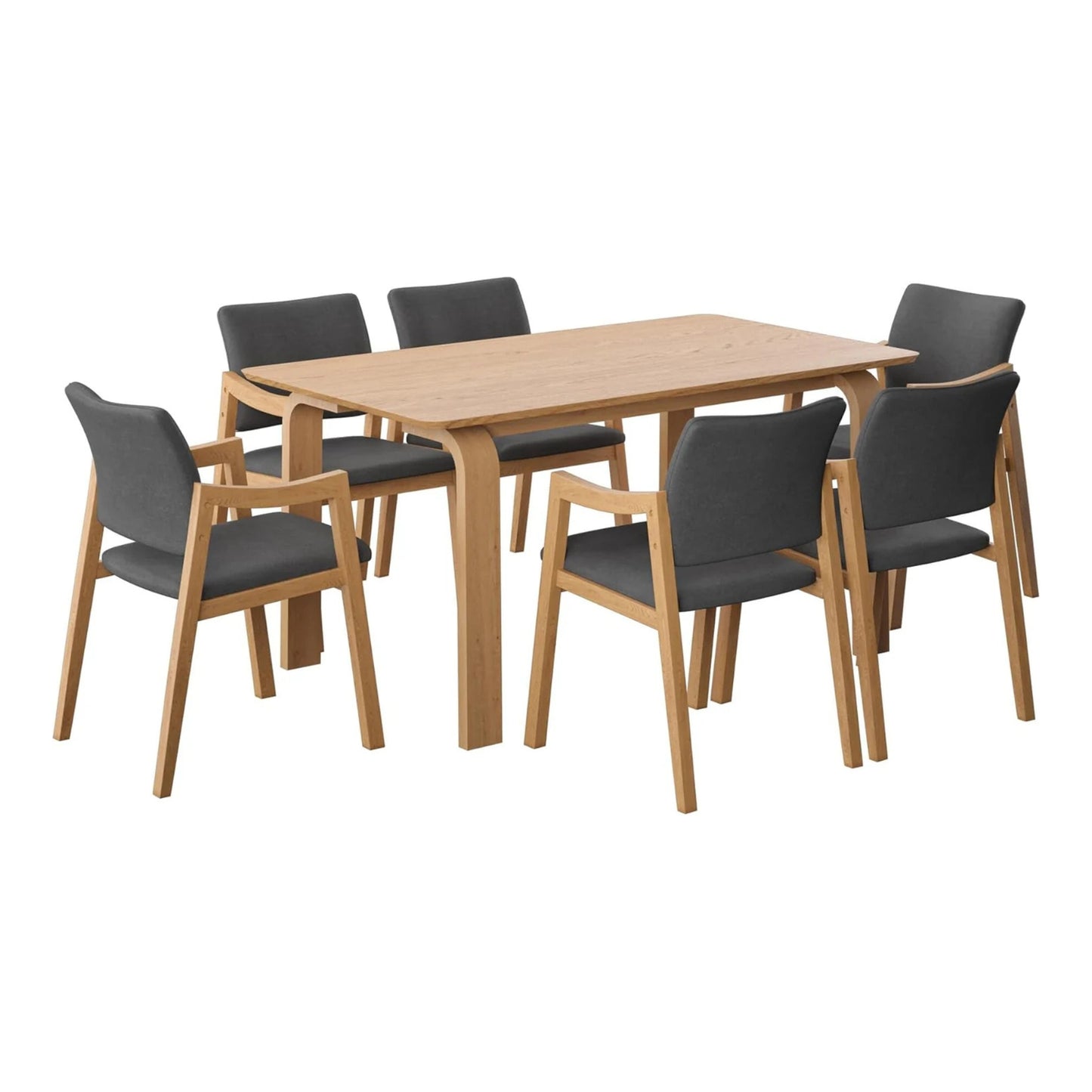 Juego de Comedor Bahia de Madera con 6 Sillas Tapizadas