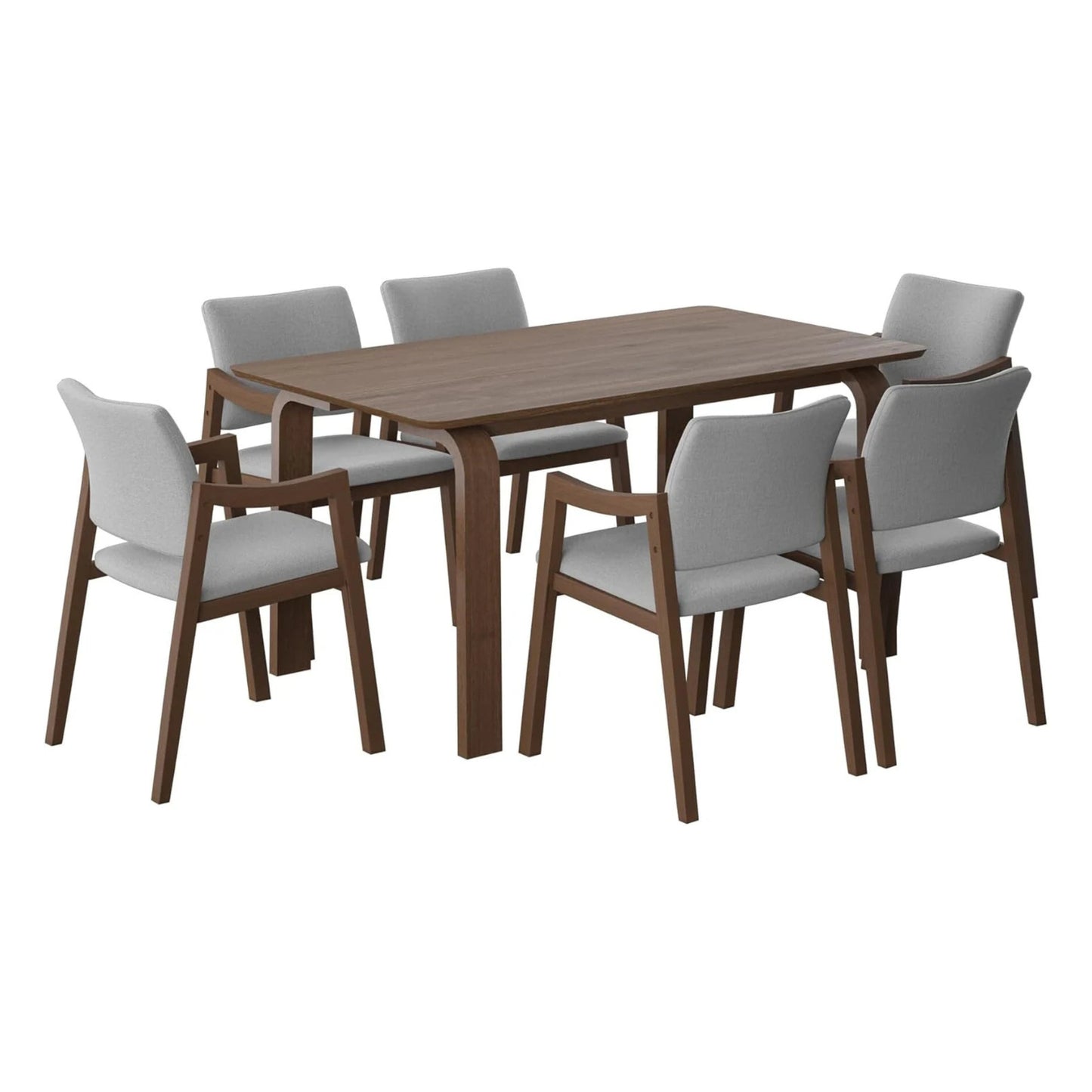 Juego de Comedor Bahia de Madera con 6 Sillas Tapizadas