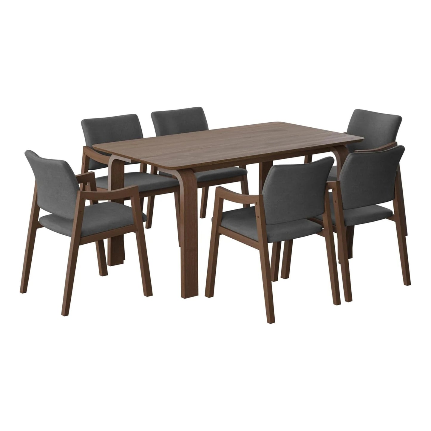 Juego de Comedor Bahia de Madera con 6 Sillas Tapizadas