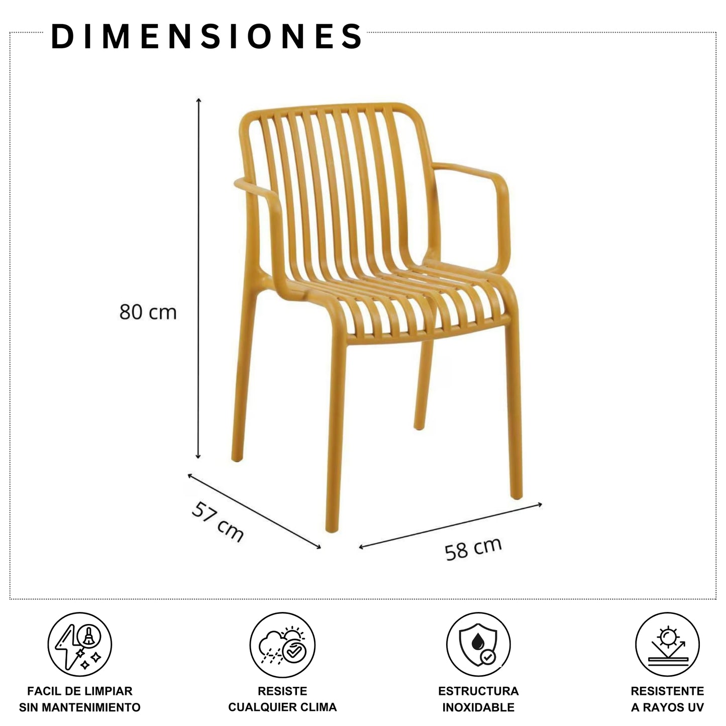 Set 4 Sillas de Jardin y Exterior con Proteccion UV