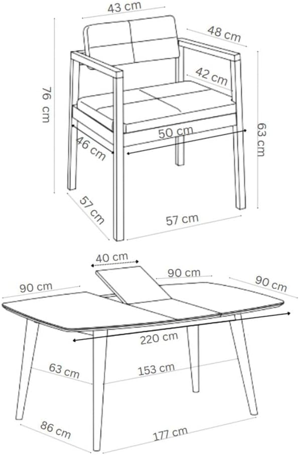Juego de Comedor Extensible Praga de Madera con 6 Sillas