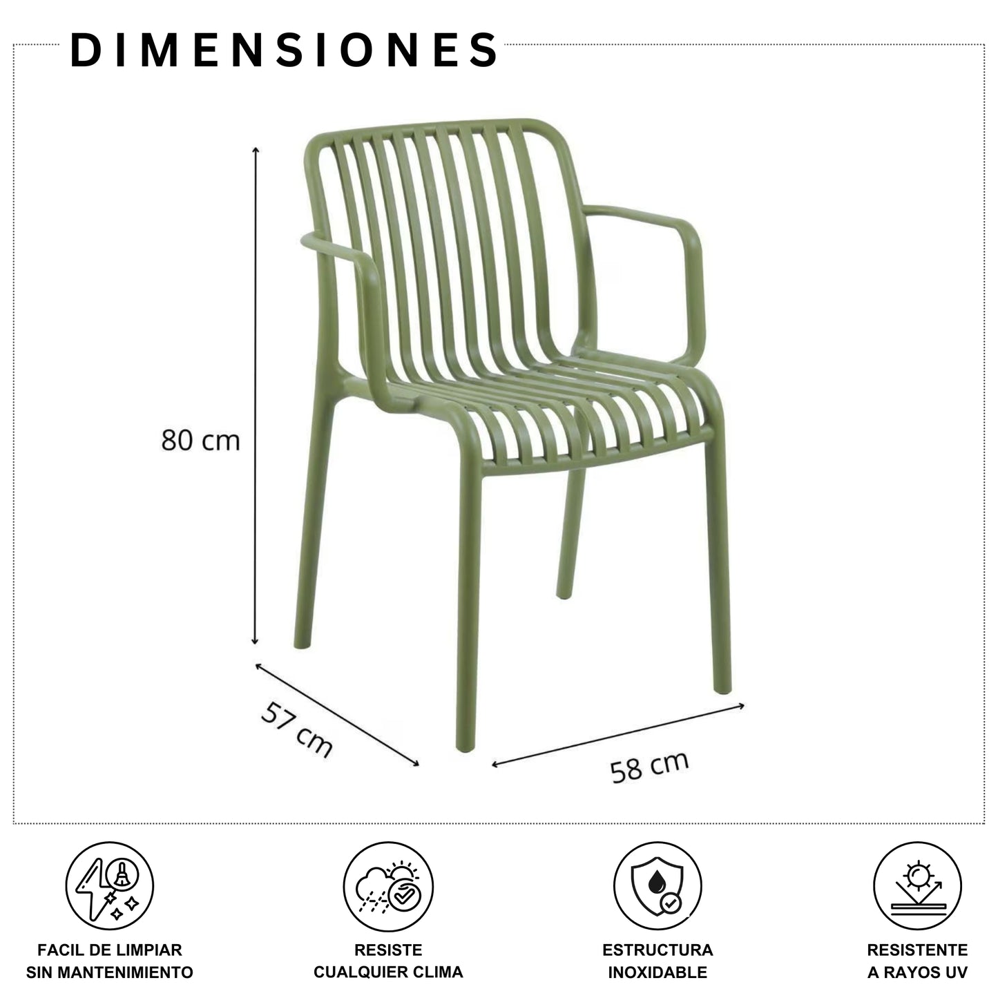 Set 4 Sillas de Jardin y Exterior con Proteccion UV