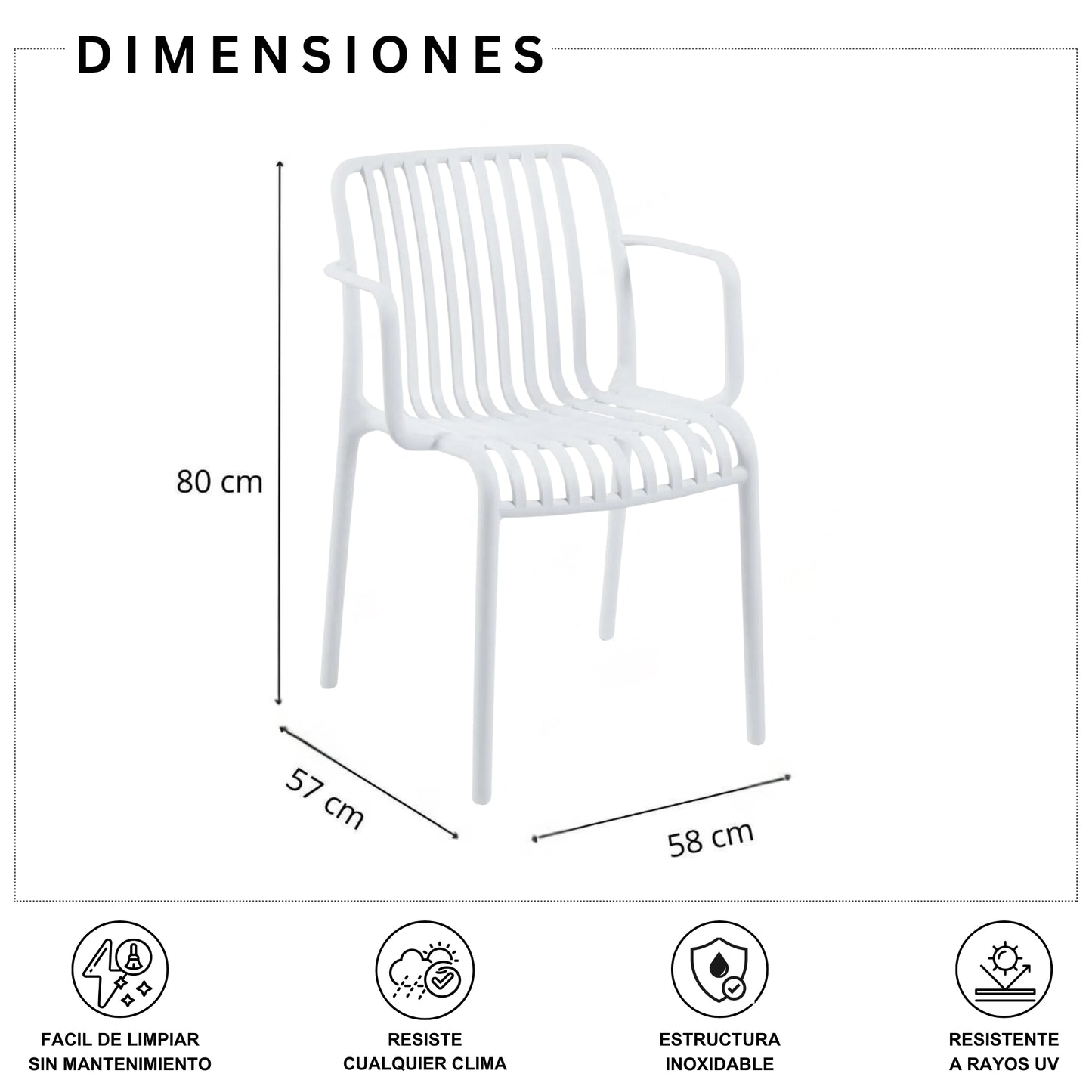 Set 4 Sillas de Jardin y Exterior con Proteccion UV
