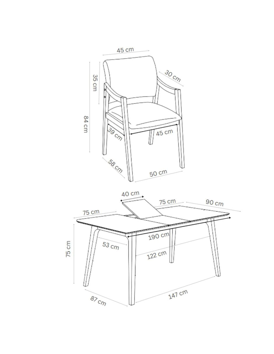 Juego de Comedor Extensible Maui de Madera con 6 Sillas