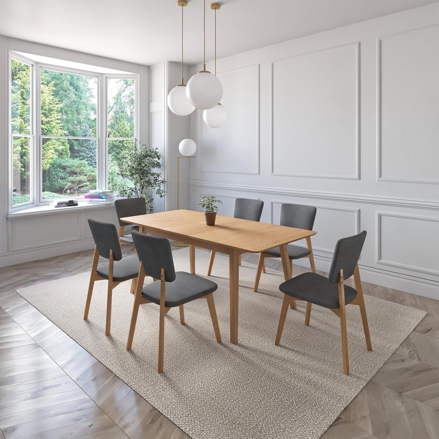 Juego de Comedor Extensible Lima de Madera con 6 Sillas