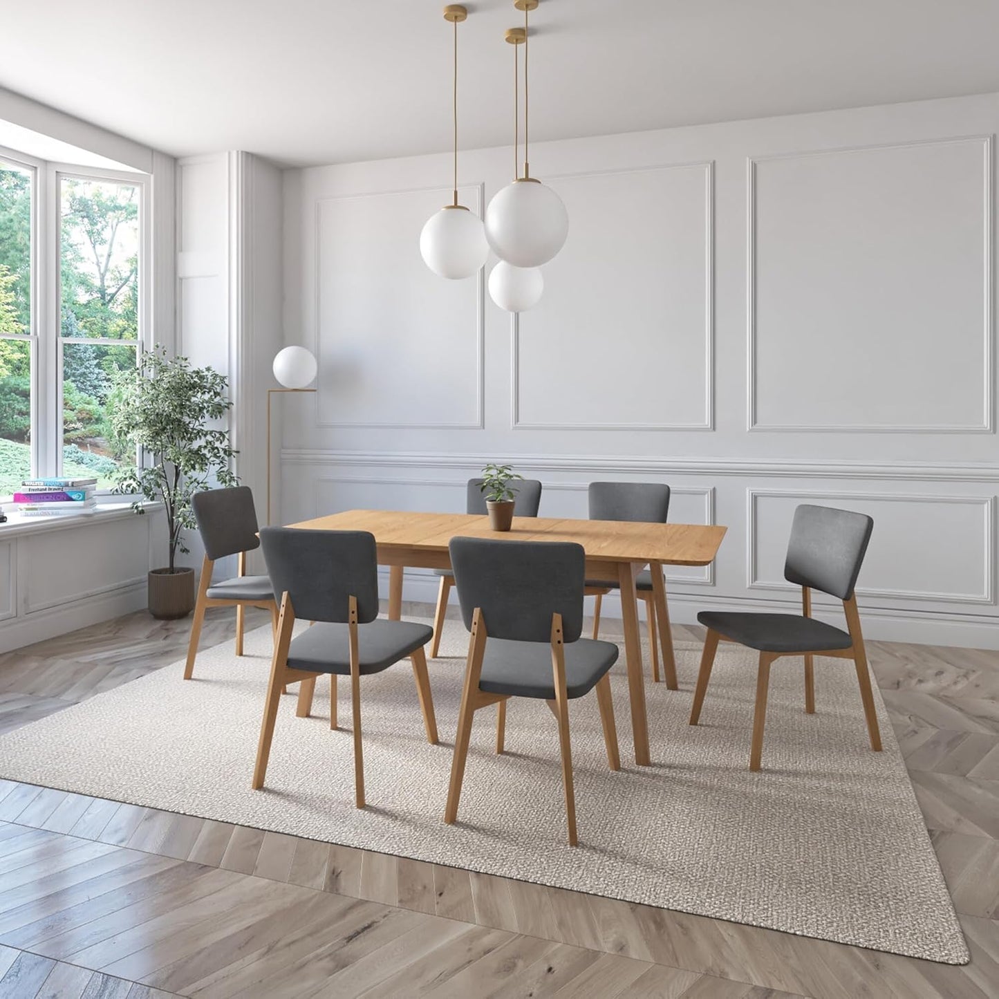 Juego de Comedor Extensible Lima de Madera con 6 Sillas