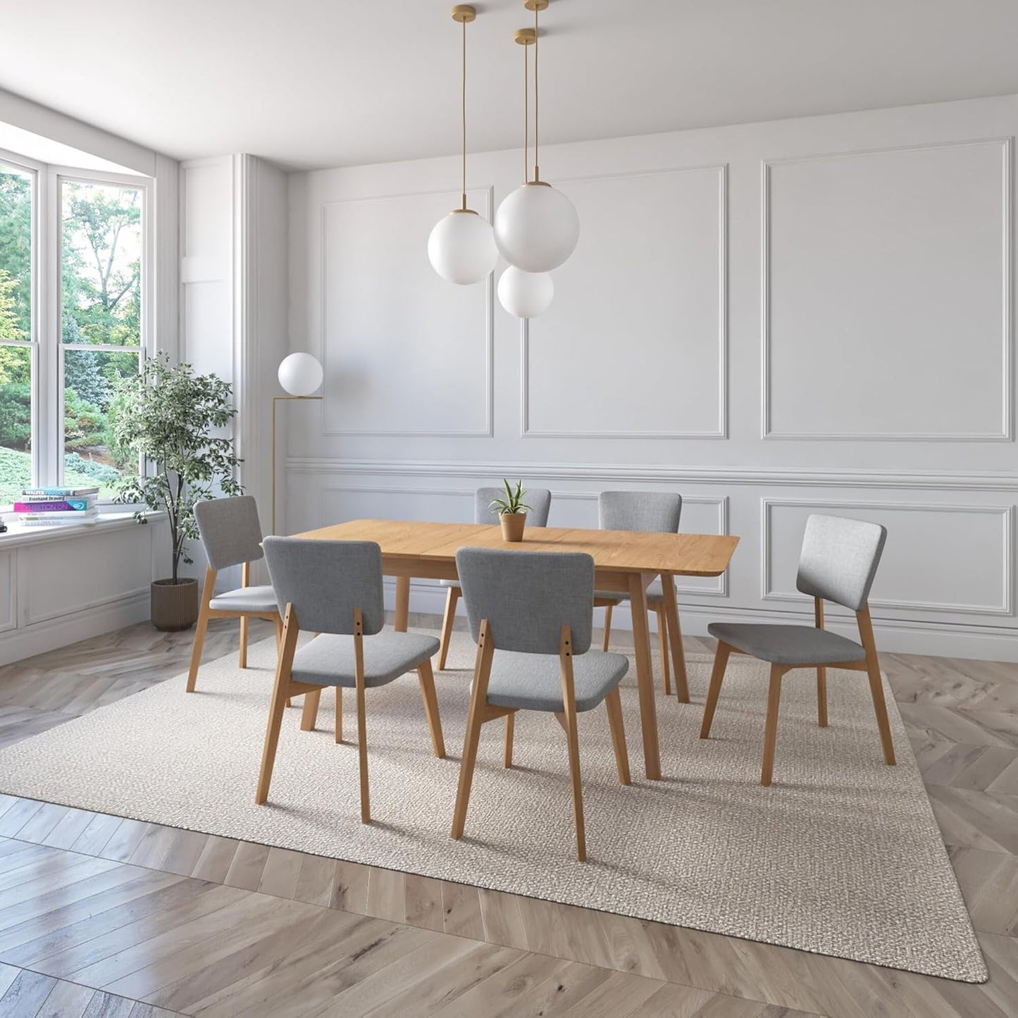 Juego de Comedor Extensible Lima de Madera con 6 Sillas