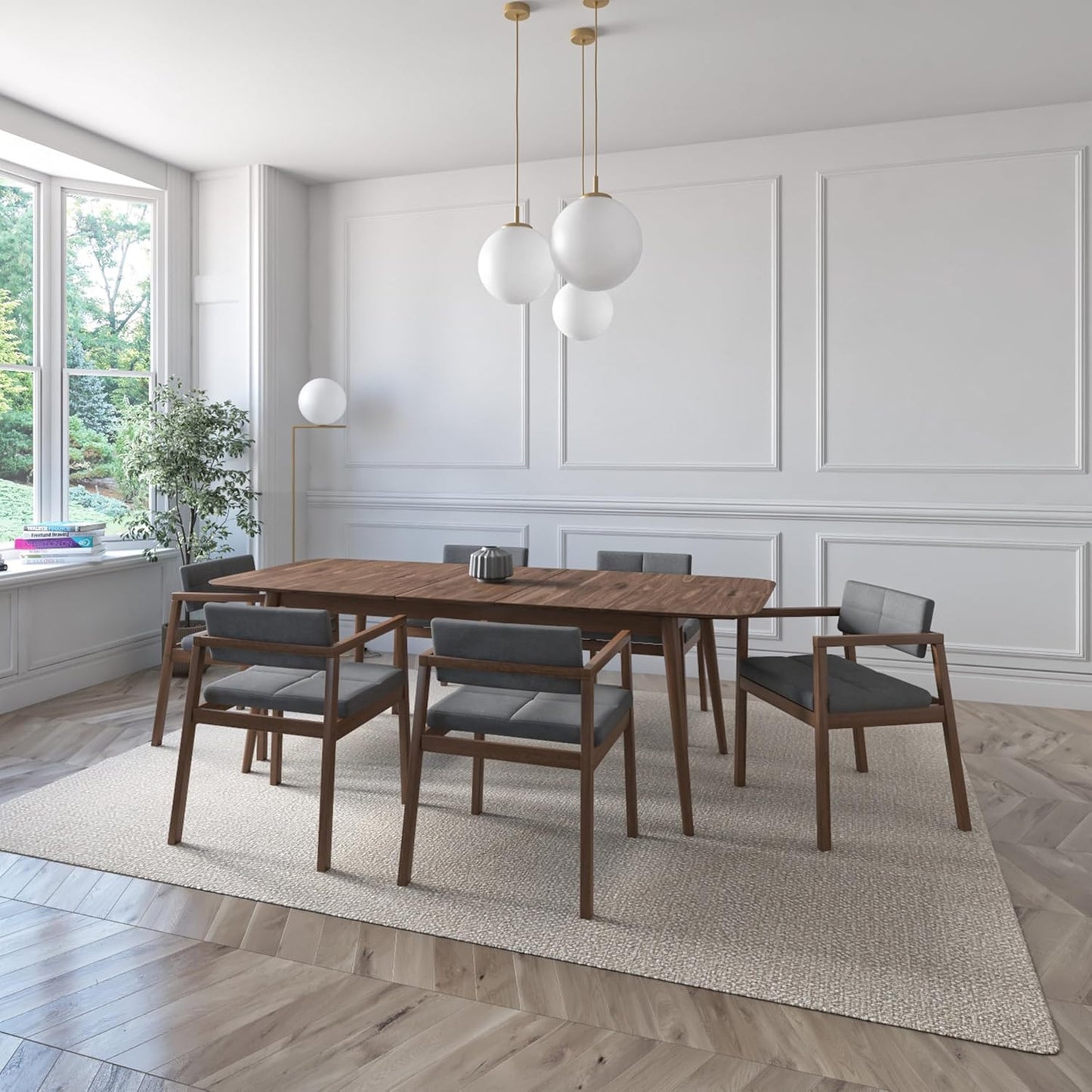 Juego de Comedor Extensible Praga de Madera con 6 Sillas