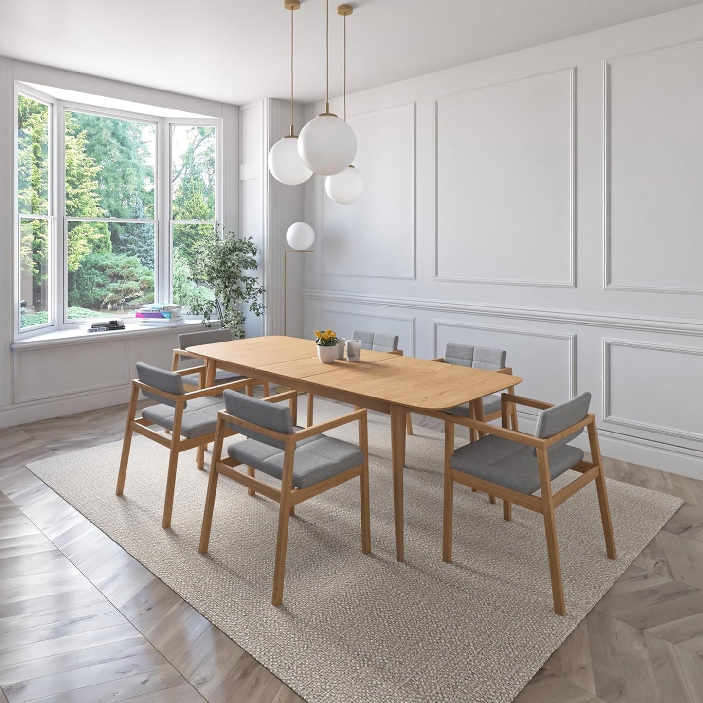 Juego de Comedor Extensible Praga de Madera con 6 Sillas