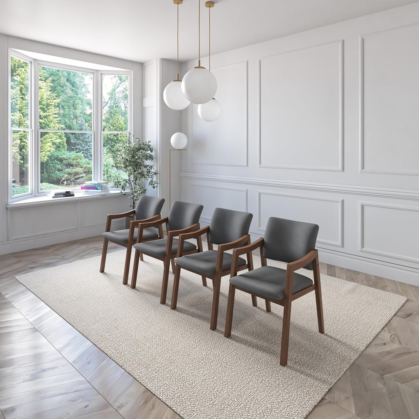 Juego de Comedor Bahia de Madera con 6 Sillas Tapizadas