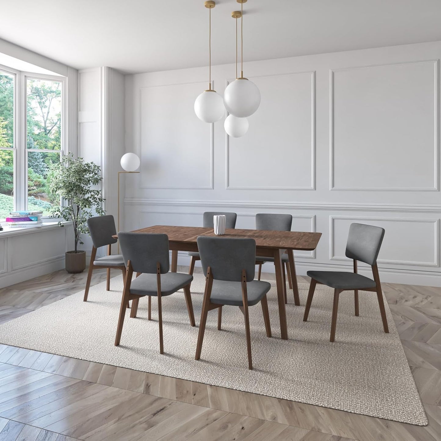 Juego de Comedor Extensible Lima de Madera con 6 Sillas