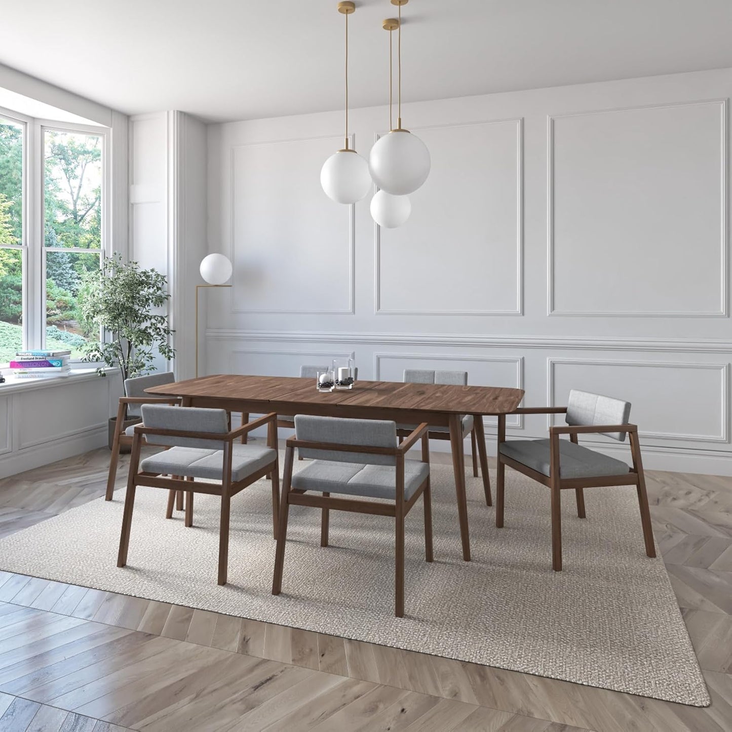 Juego de Comedor Extensible Praga de Madera con 6 Sillas