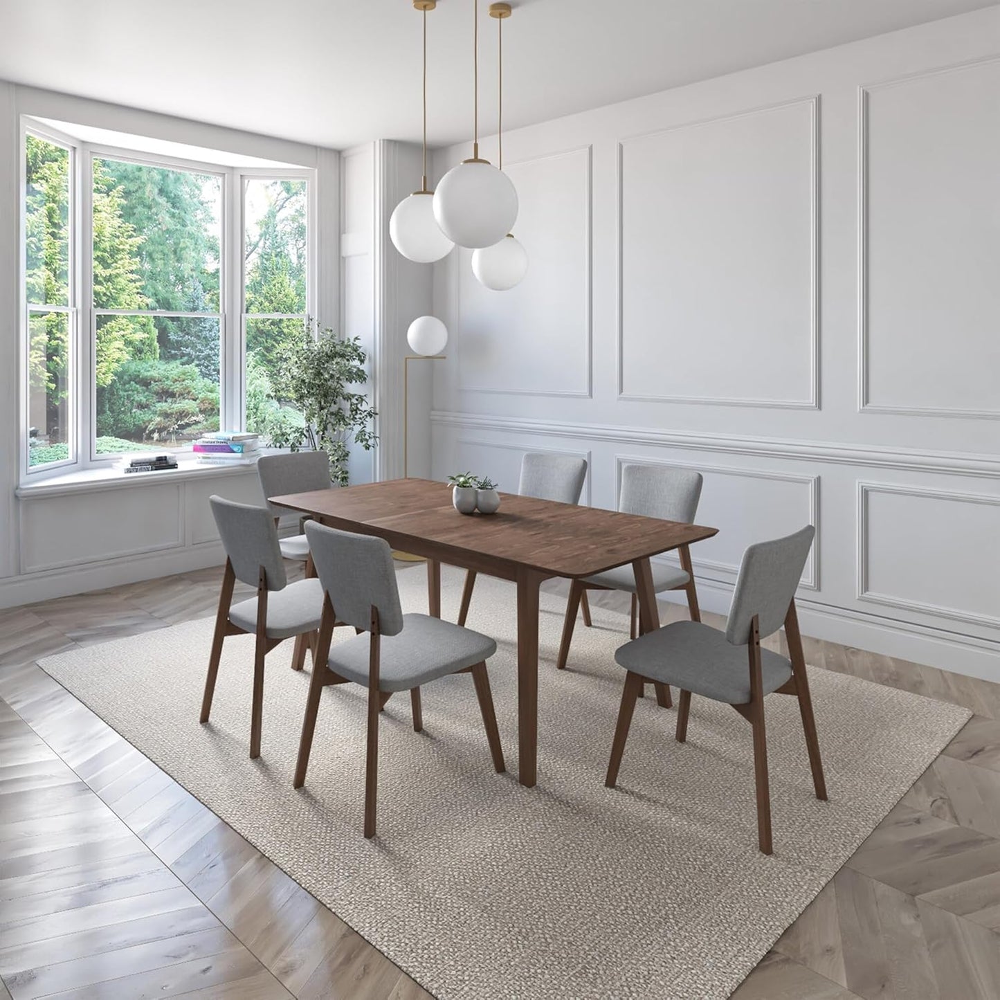 Juego de Comedor Extensible Lima de Madera con 6 Sillas