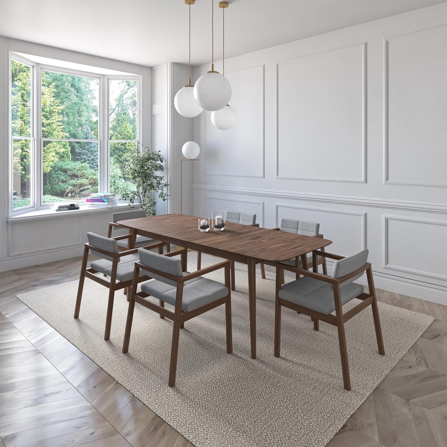 Juego de Comedor Extensible Praga de Madera con 6 Sillas