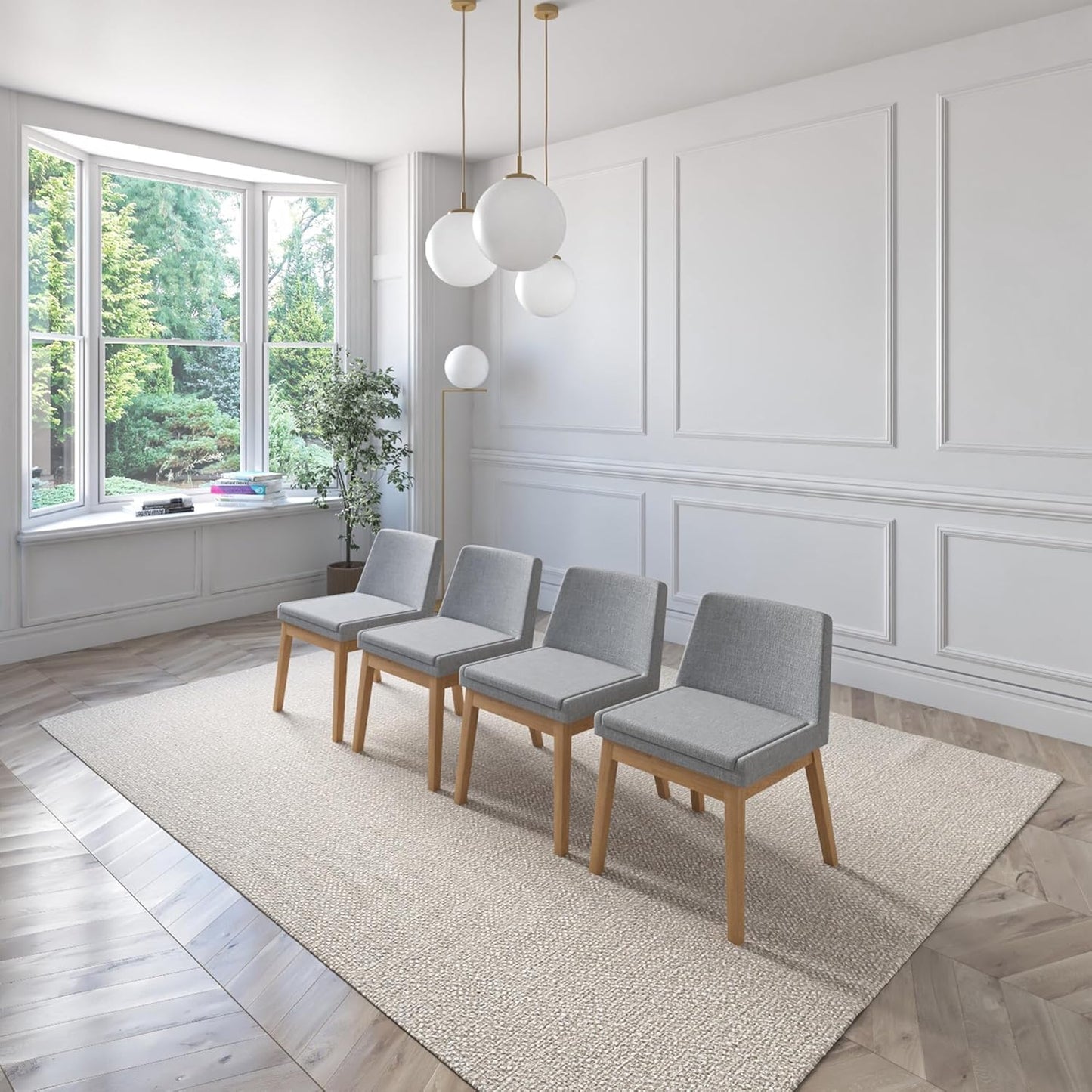 Juego de Comedor Amalfi de Madera con 4 Sillas Tapizadas