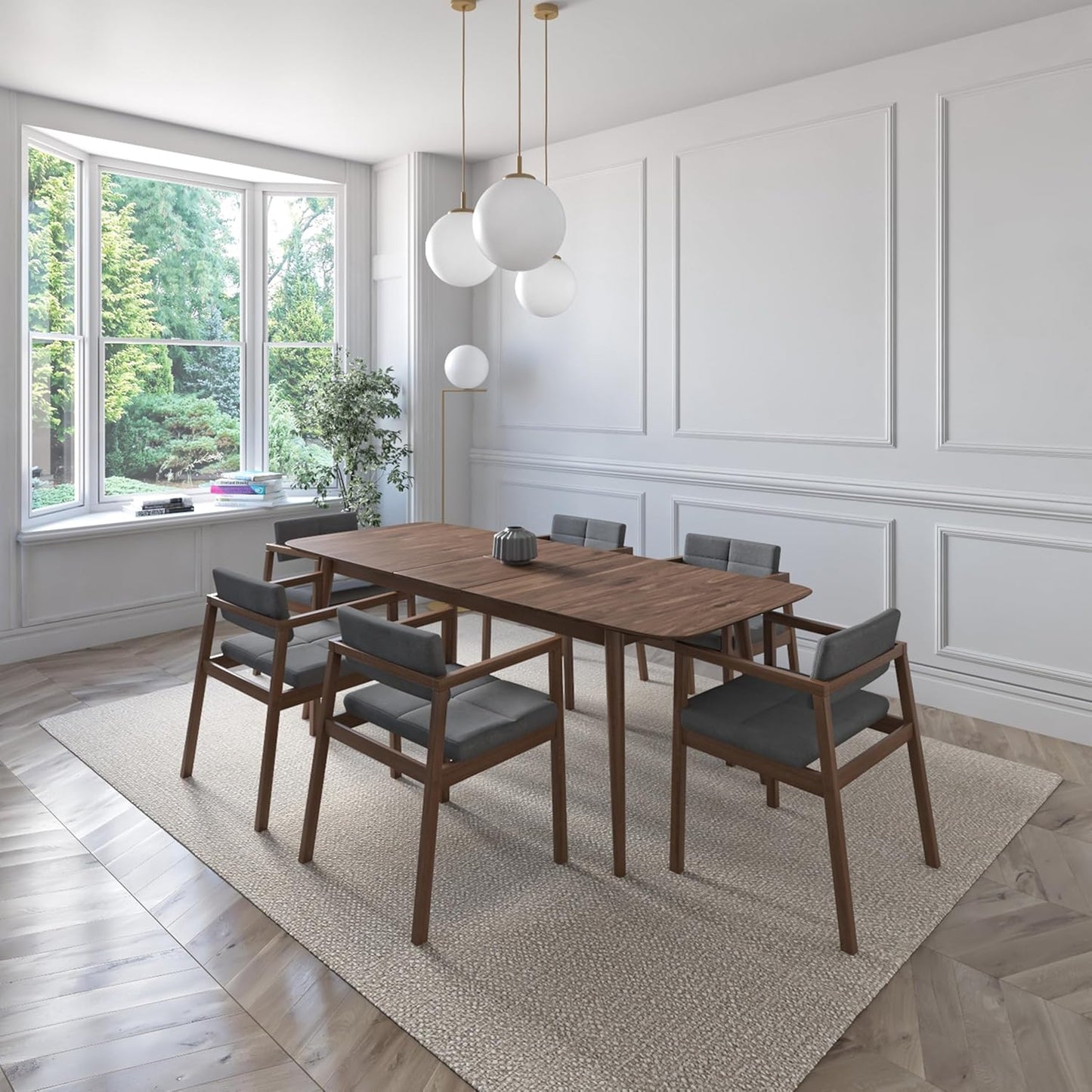 Juego de Comedor Extensible Praga de Madera con 6 Sillas