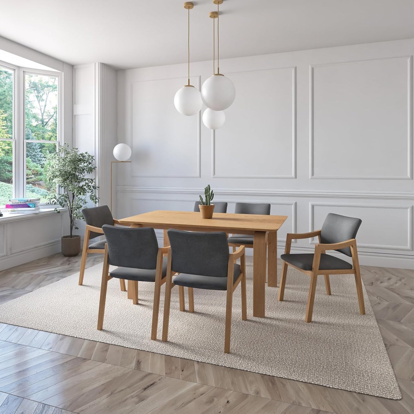 Juego de Comedor Bahia de Madera con 6 Sillas Tapizadas