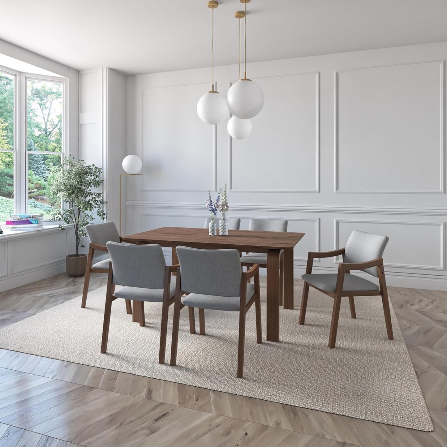 Juego de Comedor Bahia de Madera con 6 Sillas Tapizadas