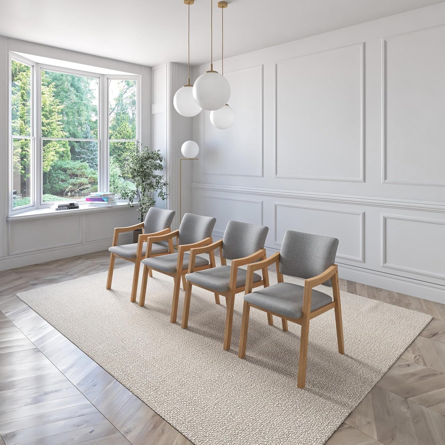 Juego de Comedor Bahia de Madera con 6 Sillas Tapizadas