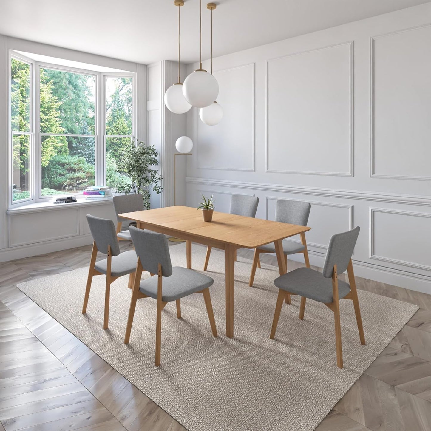 Juego de Comedor Extensible Lima de Madera con 6 Sillas