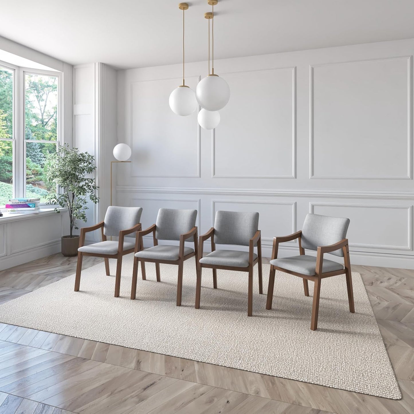 Juego de Comedor Bahia de Madera con 6 Sillas Tapizadas