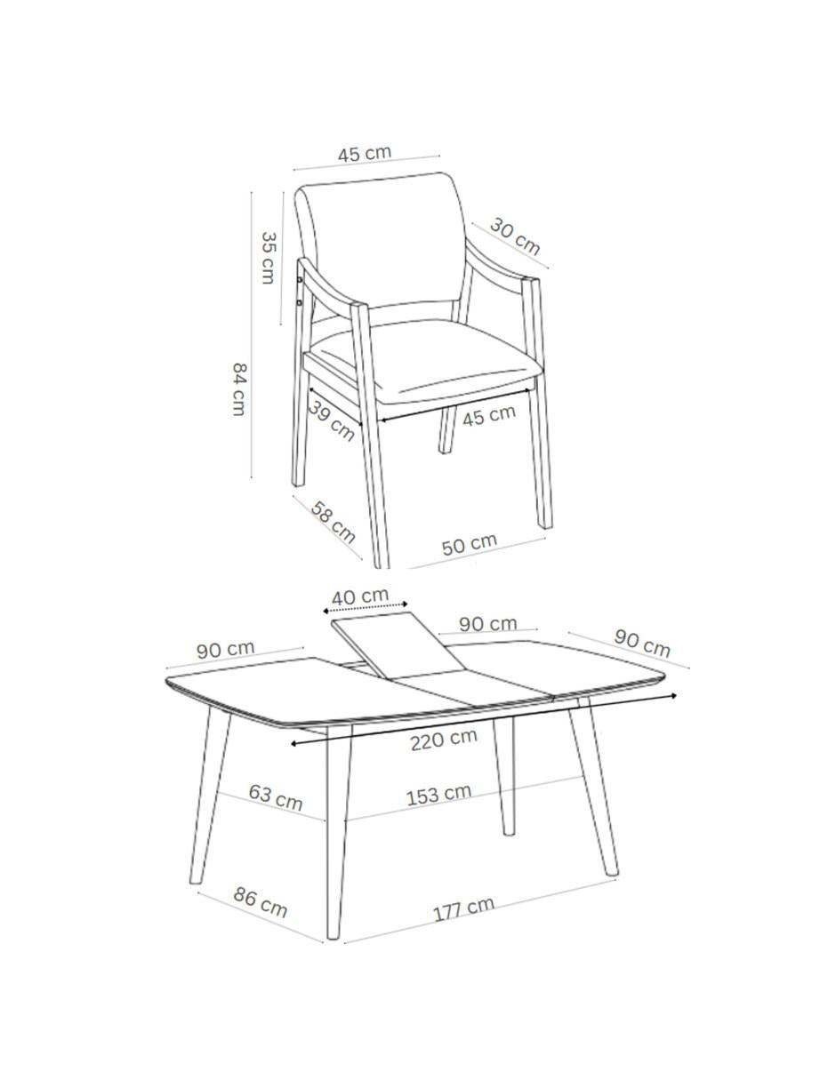 Juego de Comedor Extensible Seul de Madera con 4 Sillas