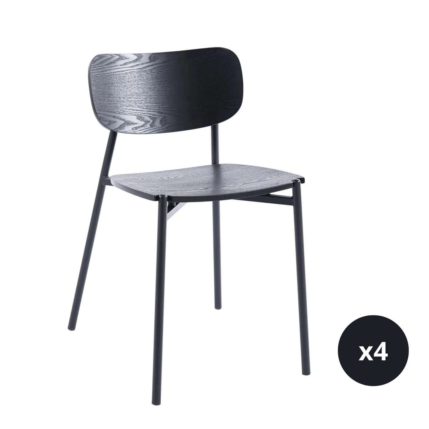 Set de 4 Sillas de Comedor de Madera Color Negro | Midtown Concept