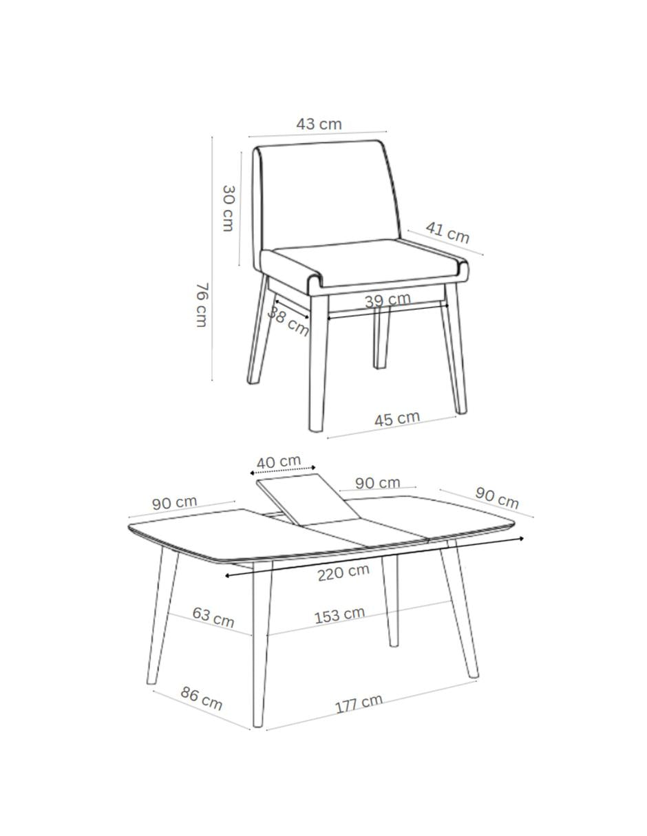 Juego de Comedor Extensible Milan de Madera con 4 Sillas