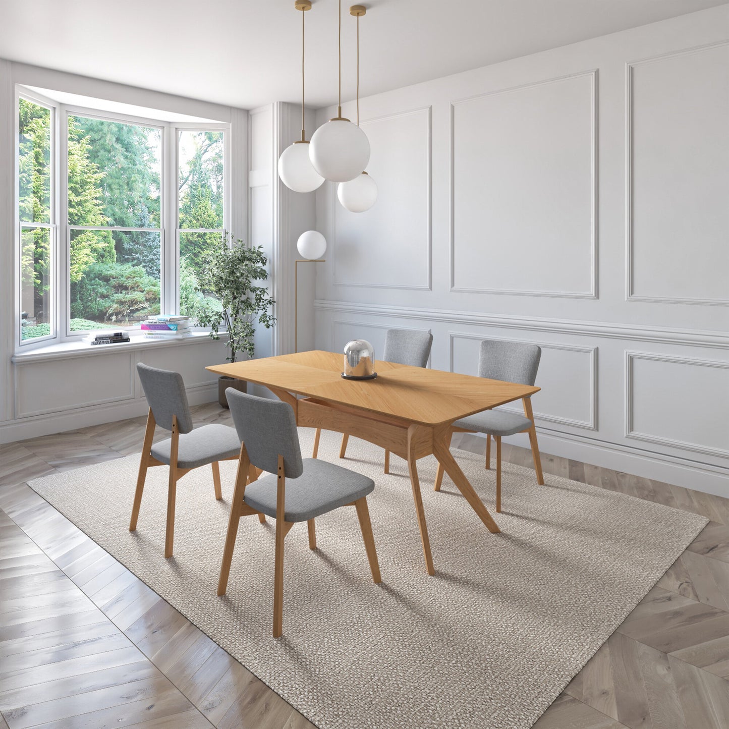 Juego de Comedor Aspen de Madera con 4 Sillas Tapizadas