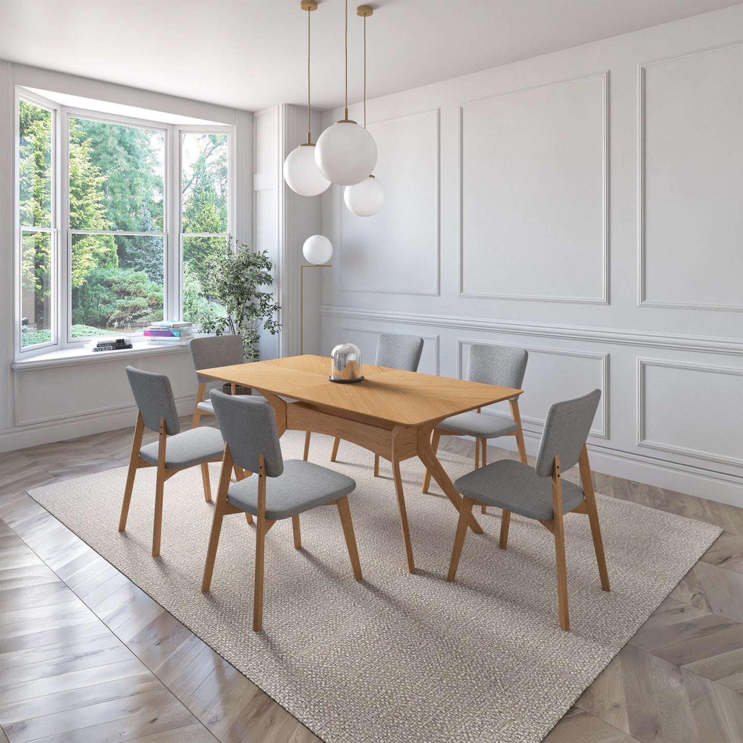 Juego de Comedor Aspen de Madera con 6 Sillas Tapizadas