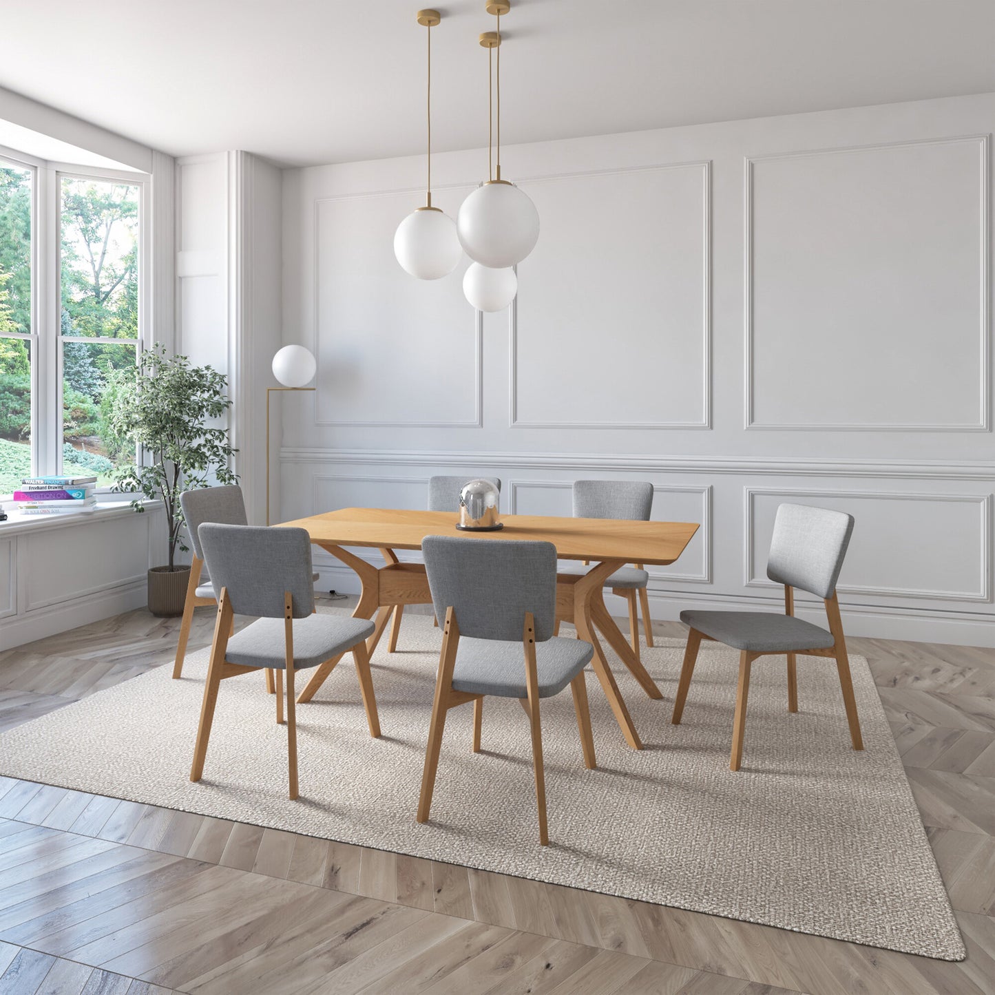 Juego de Comedor Aspen de Madera con 6 Sillas Tapizadas