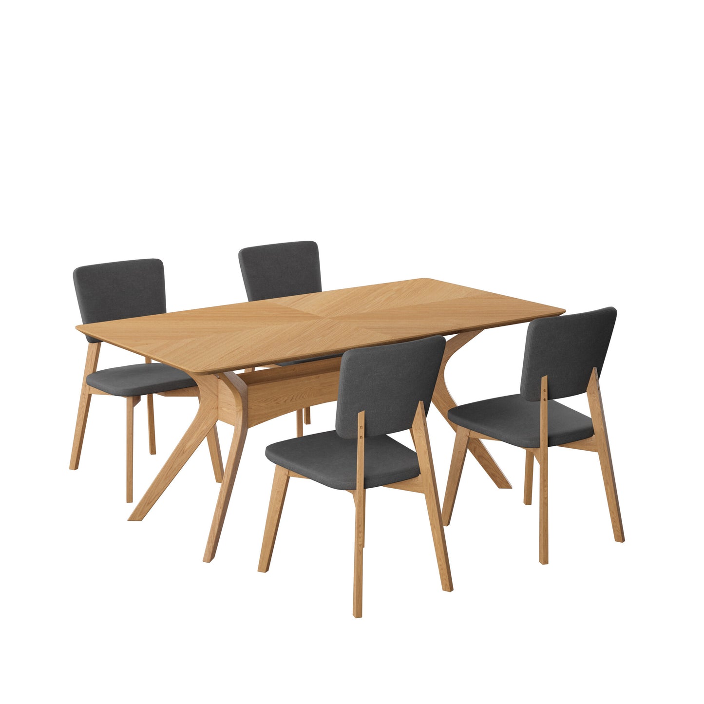 Juego de Comedor Aspen de Madera con 4 Sillas Tapizadas