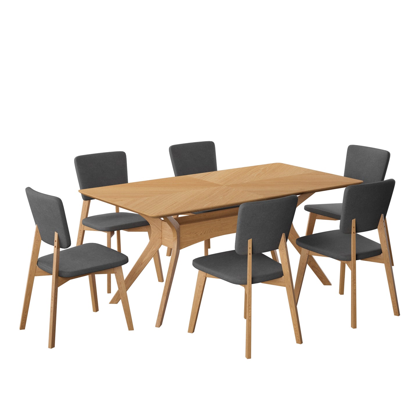 Juego de Comedor Aspen de Madera con 6 Sillas Tapizadas