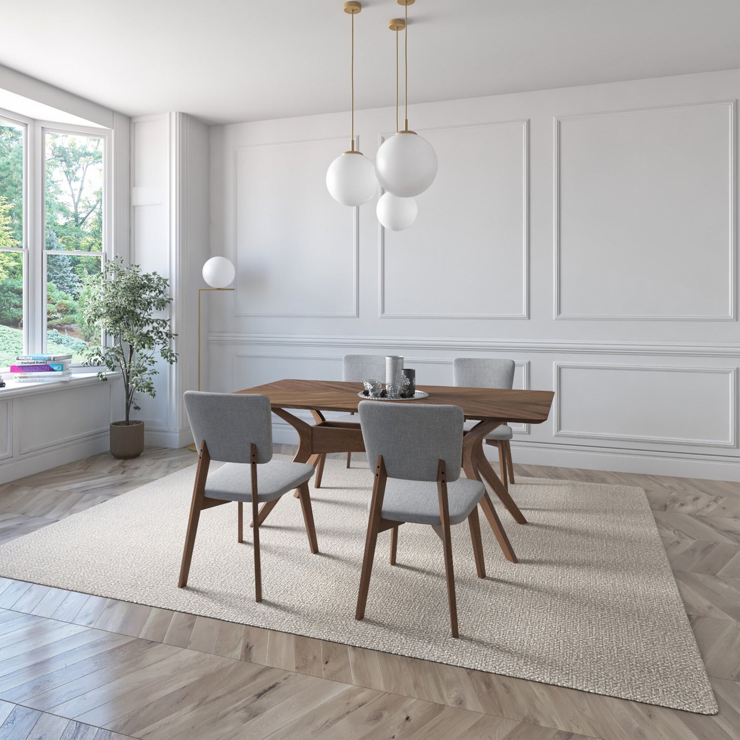 Juego de Comedor Aspen de Madera con 4 Sillas Tapizadas