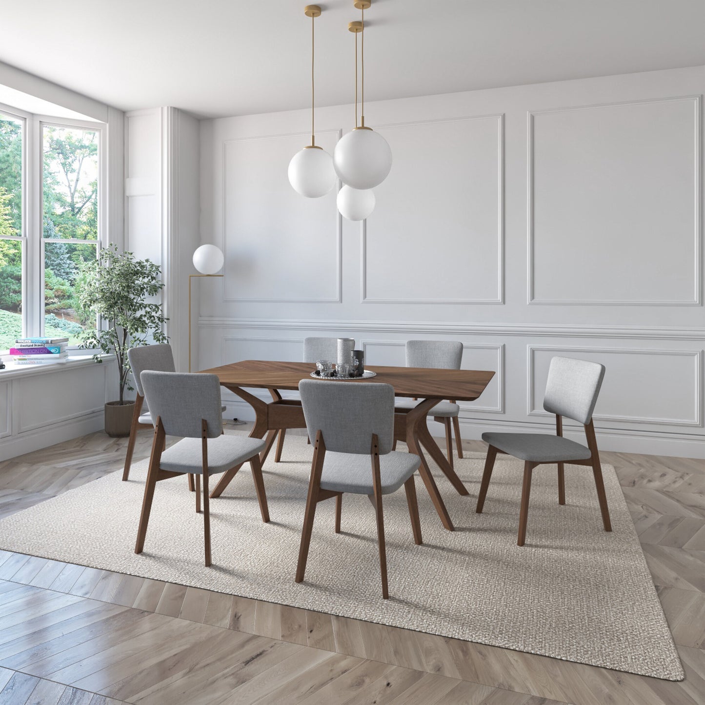 Juego de Comedor Aspen de Madera con 6 Sillas Tapizadas