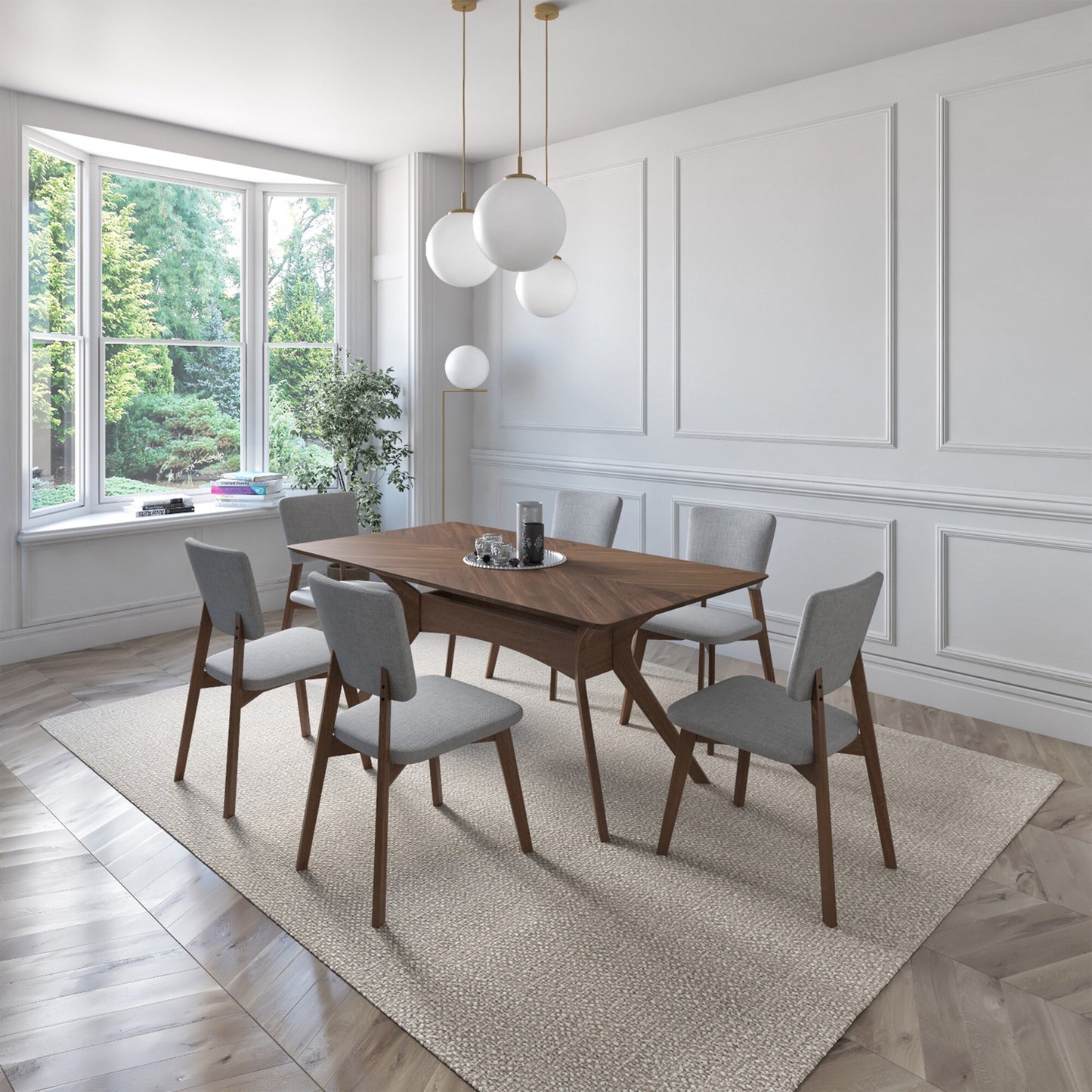 Juego de Comedor Aspen de Madera con 6 Sillas Tapizadas