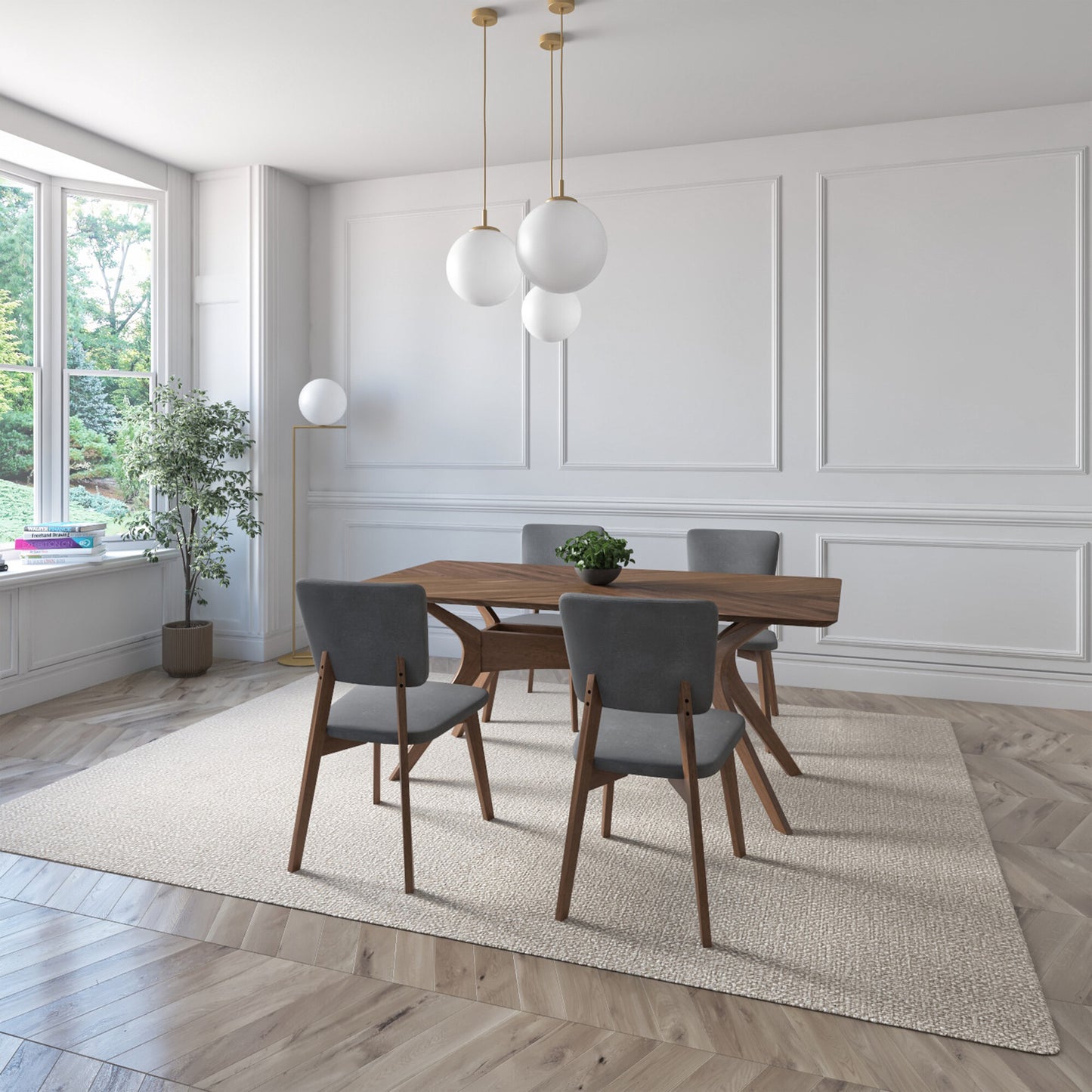 Juego de Comedor Aspen de Madera con 4 Sillas Tapizadas