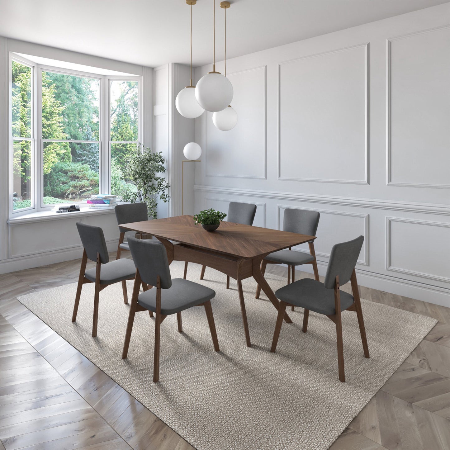 Juego de Comedor Aspen de Madera con 6 Sillas Tapizadas